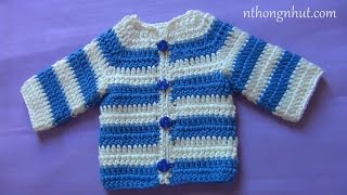 How to Crochet baby sweater (Eng sub) I Hướng dẫn móc áo len bé trai: bé sơ sinh