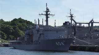 【4K動画】最新型（潜水艦救難艦）404「ちよだ」（海上自衛隊）特務艇「はしだて」・護衛艦（軍港めぐりクルーズ船）