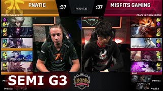 Fnatic vs Misfits | Game 3 Semi Finals S7 EU LCS Summer 2017 Play-Offs | FNC vs MSF G3