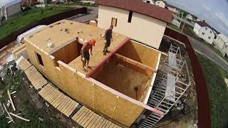 Сборка дома из СИП панелей. 17 рабочих дней за 4 минуты. SIP house 110m2 ready for 17 work days.