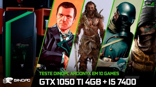 Teste GTX 1050 TI 4GB + I5 7400 em 10 jogos | GTA V, Battlefield 1, CS-GO e mais