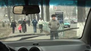 Taxi on the Sidewalk in Tashkent, Uzbekistan