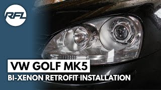 VW Golf MKV, 5, V, Bi xenon projector retrofit installation video