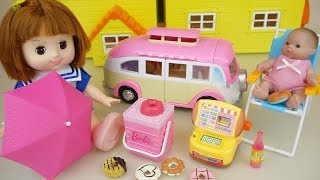 Baby Doli and picnic car food toys baby doll play