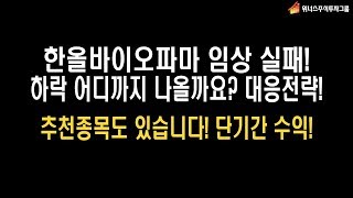 [주식 추천주도 확인하세요] 한올바이오파마 임상 실패 안구건조증 안녕... 대응 어떻게 할까요? 어디까지 하락할까요? 위너스주식투자그룹