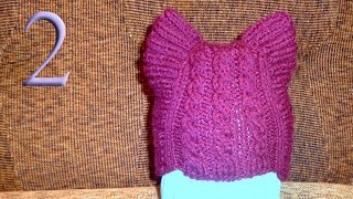 Вяжем шапочку Кошачьи Ушки для ребенка спицами