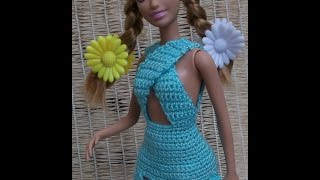Свяжем секси-сарафан дл я куклы Барби. Associate sundress for Barbie dolls.