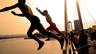 ПРЫЖОК c МОСТА - вантовый мост Красноярск Jump from the bridge - stayed bridge Krasnoyarsk