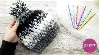 Szydełkowa czapka ombre. Jak zrobić czapkę ściegiem puff stitch - pasart.pl