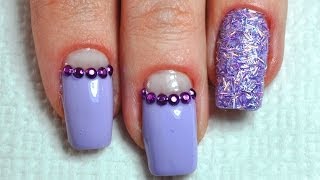Half Moon Rhinestone Nail Art Designs / Маникюр на выпускной со стразами и блестками