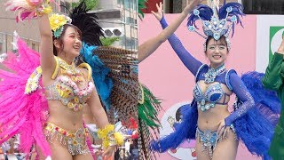 ピンクと黄の衣装も青の衣装もどっちも素敵!神戸まつり2019サンバ