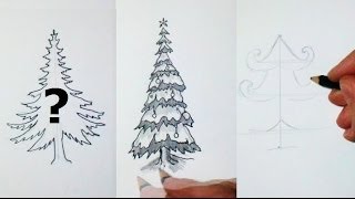 How I Draw a christmas Tree - 10 Different styles
