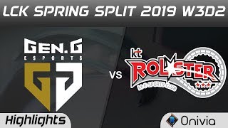 GEN vs KT Highlights Game 1 LCK Spring 2019 W3D2 Gen G Esports vs KT Rolster by Onivia