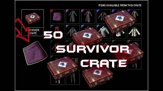 PUBG opening 50 survivor crate, abrindo aquelas famosas 50 caixas.