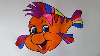 Рисуем рыбку Флаундера. Draw a fish of the Flounder.