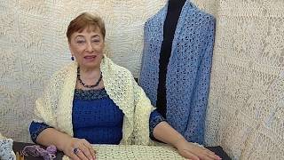 Палантин "Голубые сумерки".  Мастер-класс по вязанию крючком от О. С. Литвиной.