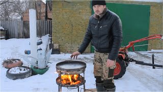 Как ОБЖЕЧЬ и ПРОКАЛИТЬ самодельную СКОВОРОДУ из диска с бороны. Жизнь в селе 2020.