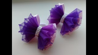 Красивые бантики из атласа и органзы МК Канзаши / Beautiful bows of satin and organza