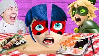 СУШИ ЧЕЛЛЕНДЖ ЛЕДИ БАГ И СУПЕР КОТ РИСУЕМ ГЕРОЕВ LADYBUG AND CAT NOIR