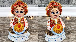 Куколка с блинами и красной икрой.Сувенир на масленицу.Поделки своими руками.Мастер-класс.DIY.
