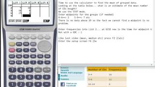 Casio 9750gii Mean and Standard Deviation from Grouped Frequency Table