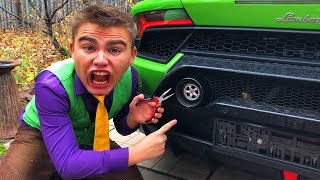 Purple Fat Man has Put Wheel into Exhaust Pipe VS Mr  Joe on Broken Lamborghini
