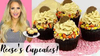 How To Make Reese's Chocolate Peanut Butter Cupcakes // Lindsay Ann Bakes
