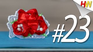 Как сделать тюльпан из ленты? Канзаши для начинающих.Урок № 23./Tulips kanzashi