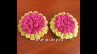 мотив крючком из объемных пышных столбиков