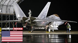 Russian Surprised: US Air Force F-22 Raptor Takeoff at Night Operations