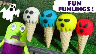 Funny Funlings spooky Play Doh Ice Cream at McDonalds Drive Thru with Thomas Trains TT4U
