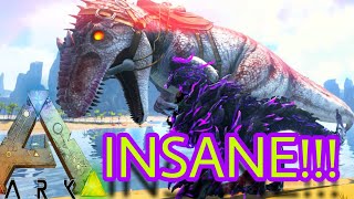 ARK SURVIVAL EVOLVED MOBILE GOD CONSOLE KILLING A GIGA WITH CROSSBOW!!