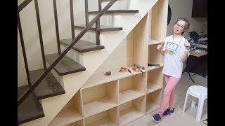 Building Shelves under the Staircase with Storage