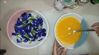 ไข่เจียวดอกอัญชัน ไข่นุ่มฟู #ครัวเฌอพลอย
