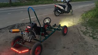 Самодельный карт с двигателем от мотоцикла || Покатушка