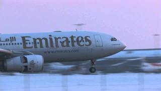 Prague Ruzyne Airport in winter, a lot of snow, 2.12.2010