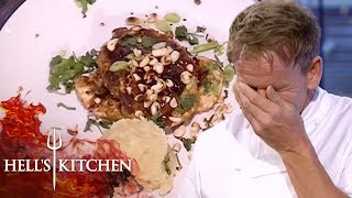 Chef Serves Ginger Biscuit Crusted Chicken Breast | Hell's Kitchen