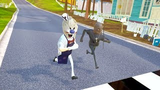 ICE SCREAM VS GRANDPA RACES - Hello Neighbor