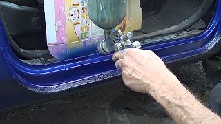 Покраска и ремонт порогов. Нива Шевроле, на фоне  SEAT Тoledo