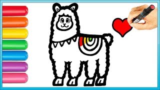Glitter Cute Llama Coloring and Drawing Painting for Kids | Coloring Videos