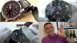 Oris Aquis (Green) Automatic Diver & Citizen Nighthawk Eco-Drive Watch Review + Channel News