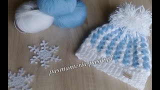 Czapka na szydełku dla dziecka i dorosłego jesień/zima