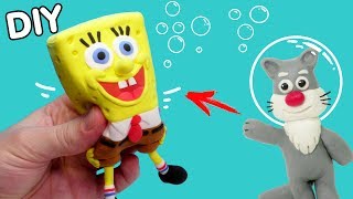 СКВИШИ ГУБКА БОБ АНТИСТРЕСС  ЛЕПИМ ИЗ ЛЕГКОГО ПЛАСТИЛИНА | DIY SpongeBob SQUISHY