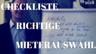 2018 - Checkliste richtige Mieterauswahl Mietnomaden vermeiden