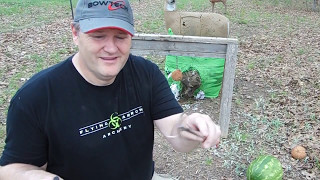 Flying Arrow Archery Tom Bomb vs. watermelon and metal plate