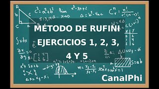 División de polinomios. Método de Ruffini: Ejercicios 1,2,3,4 y 5