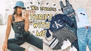 THRIFTING 90s TRENDS ☆ plaid skirts, denim overalls, mom jeans + more!