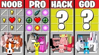 Minecraft Battle: ANIMAL FAMILY CRAFTING ~ NOOB vs PRO vs HACKER vs GOD - Challenge Animation