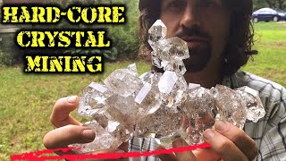 Digging Herkimer Diamond Quartz Crystals | Hardcore Mining! | Treasure Hunting!