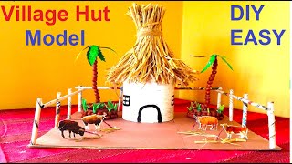 how to make village hut model for competition | exhibition | school project using waste materials